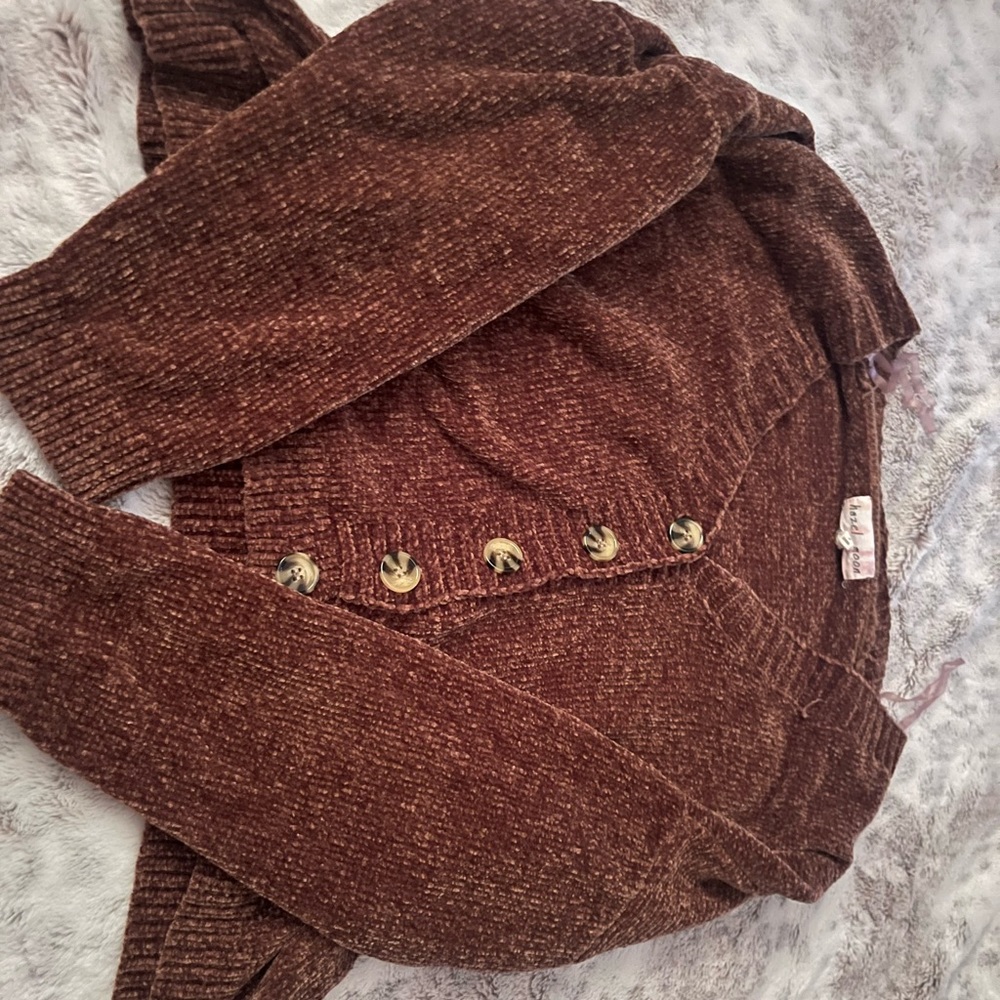 brown cardigan